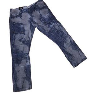 NWT Imperious Men Slim Straight Cargo Distressed Jeans Acid Blue Size 40x31